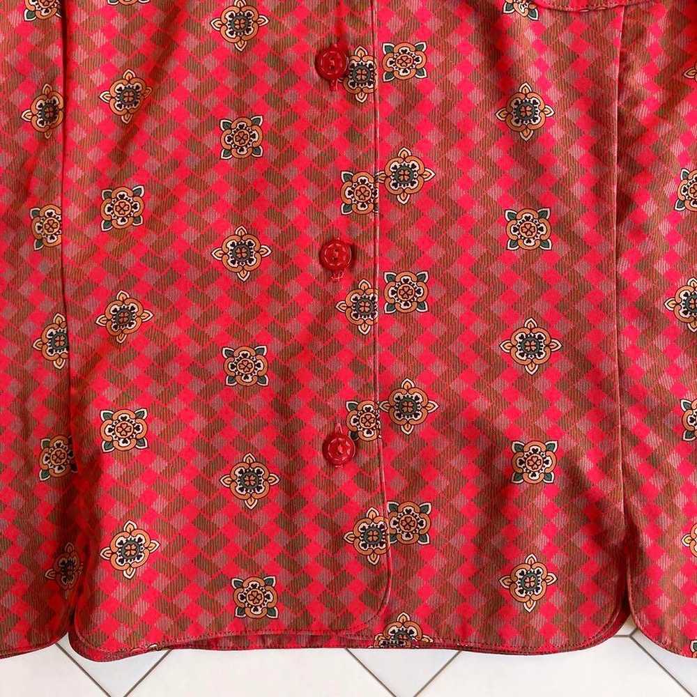 Used retro red patterned blouse vintage secondhand - image 5