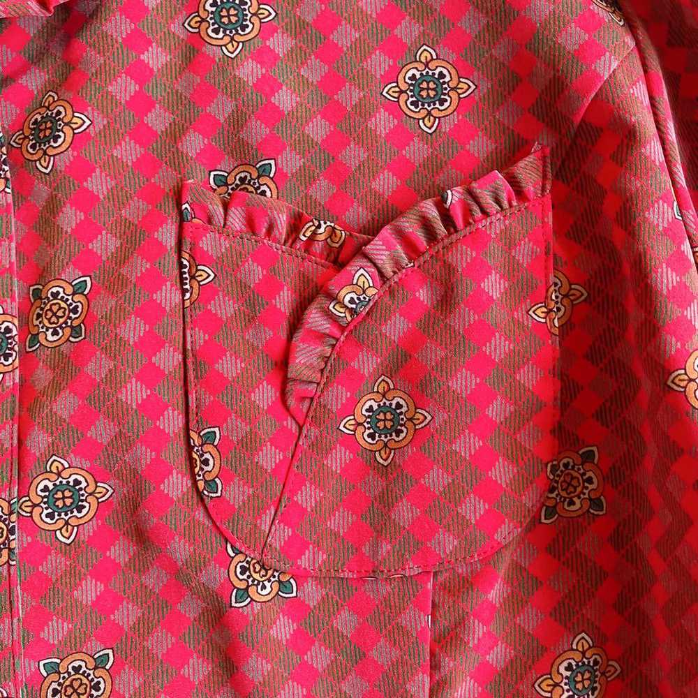 Used retro red patterned blouse vintage secondhand - image 8