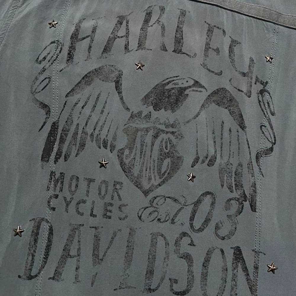 00s Heisei Gal Y2K HARLEY DAVIDSON Rayon Shirt - image 3