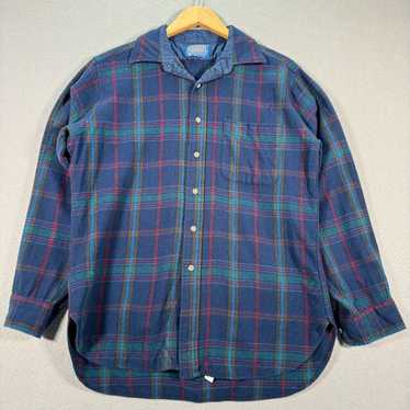 Vintage Pendleton Flannel Shirt Womens Large Blue… - image 1