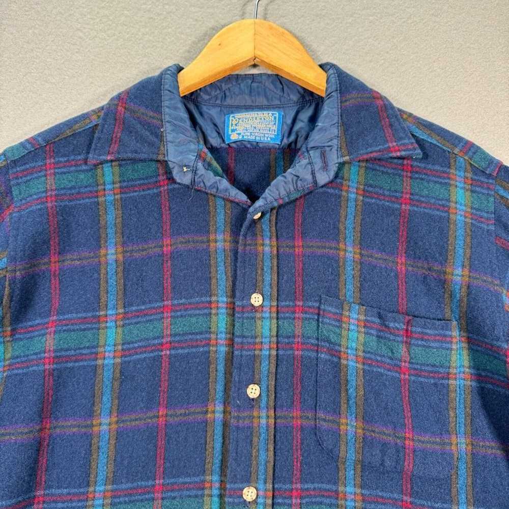 Vintage Pendleton Flannel Shirt Womens Large Blue… - image 4