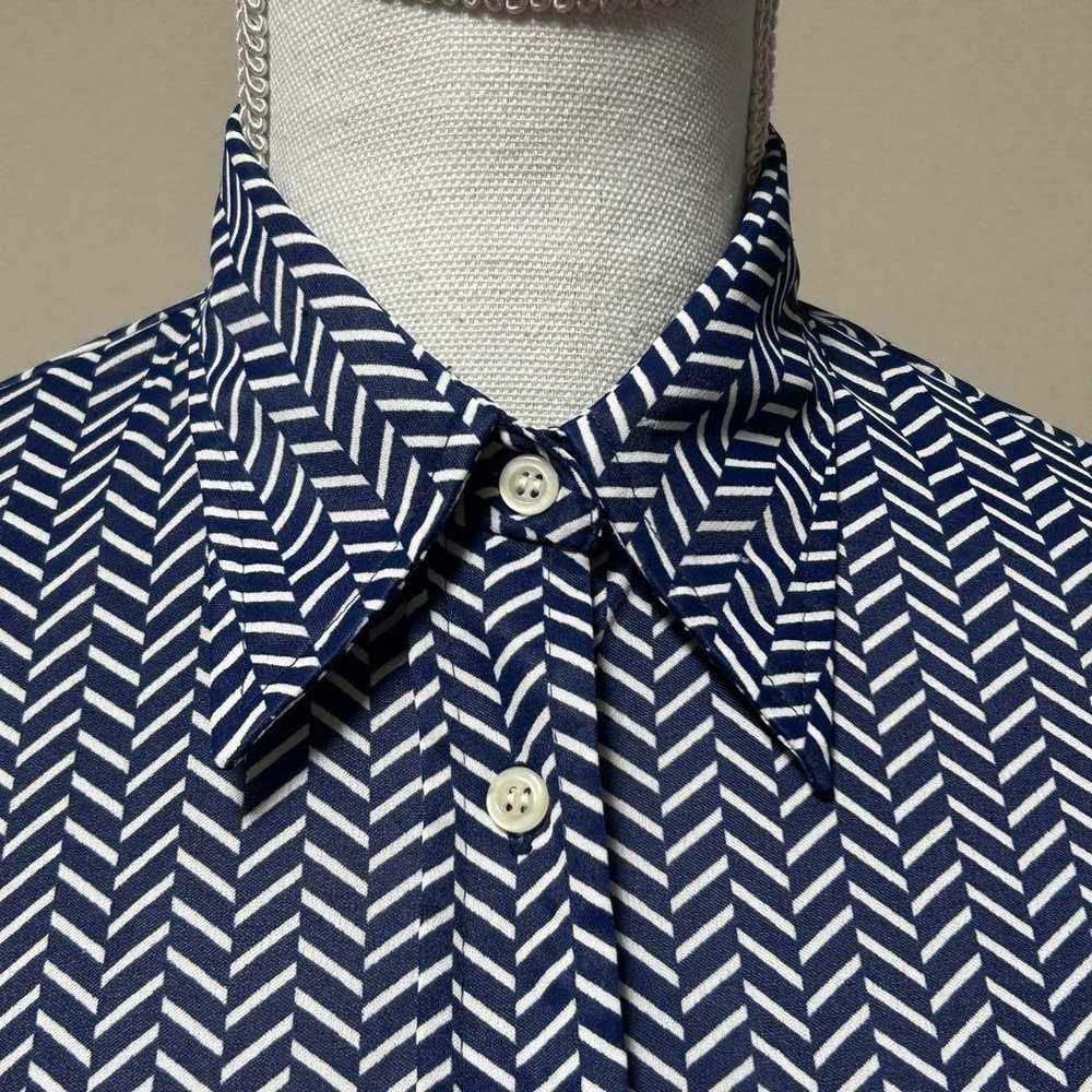 Vintage Knit Shirt Blouse Patterned Shirt Navy He… - image 5