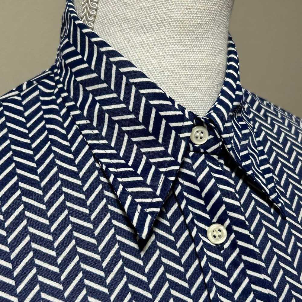 Vintage Knit Shirt Blouse Patterned Shirt Navy He… - image 6