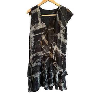 RELIGION LONDON | Black Tie Dye Ruffle V Neck Dres