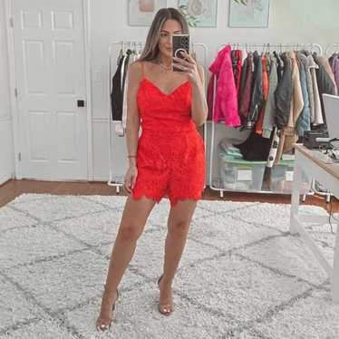 lovers and friends red lace sleevless romper