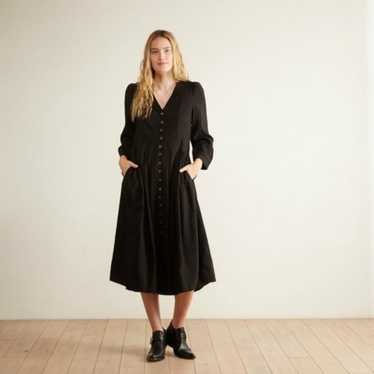 Just Female Jena Black Button Front Midi Dress Sma