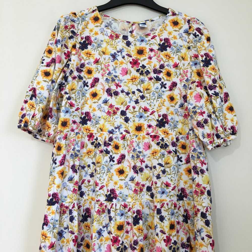 Old Navy Boho Yellow Floral Puff short Sleeve Tie… - image 10