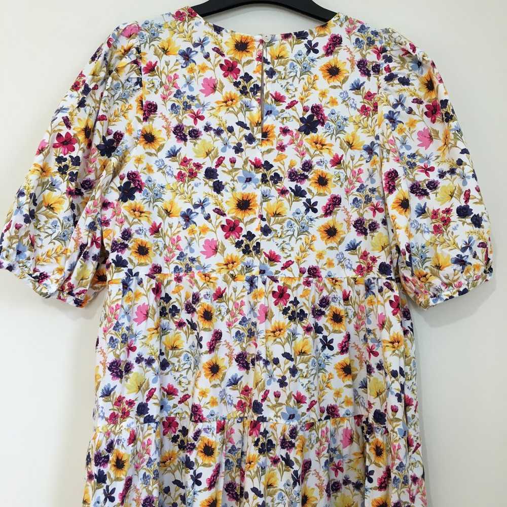 Old Navy Boho Yellow Floral Puff short Sleeve Tie… - image 12