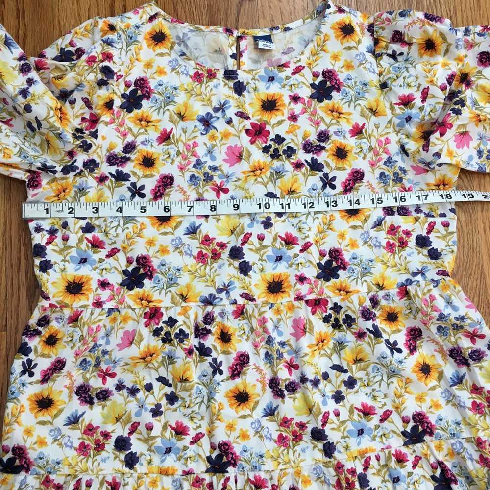 Old Navy Boho Yellow Floral Puff short Sleeve Tie… - image 7