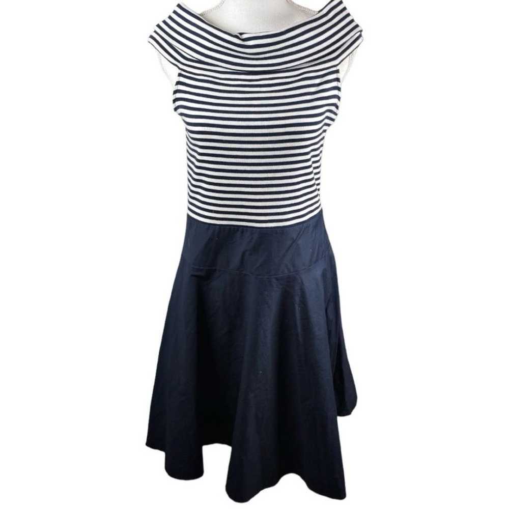 Lauren Ralph Lauren Blue White Stripe Shoulder & … - image 1