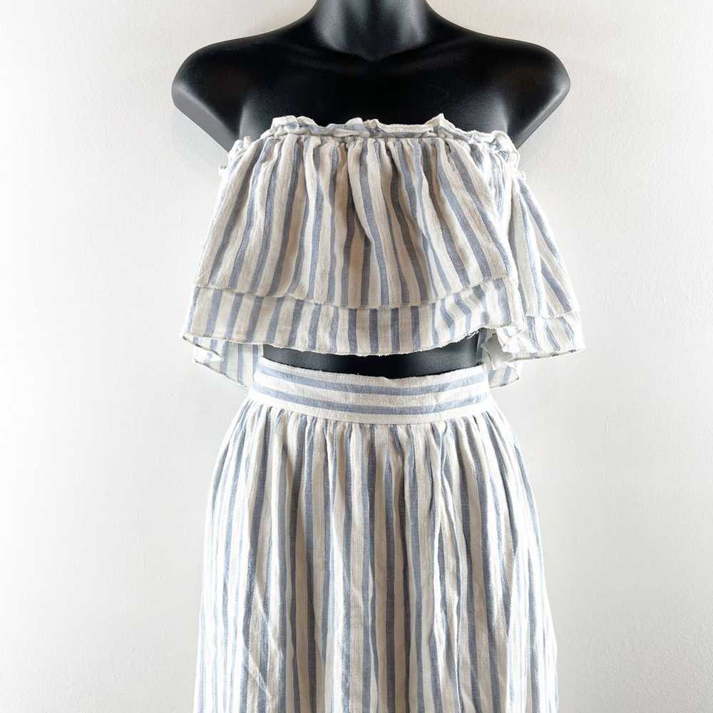 Listicle Striped Tube Strapless Crop Top Maxi Ski… - image 3