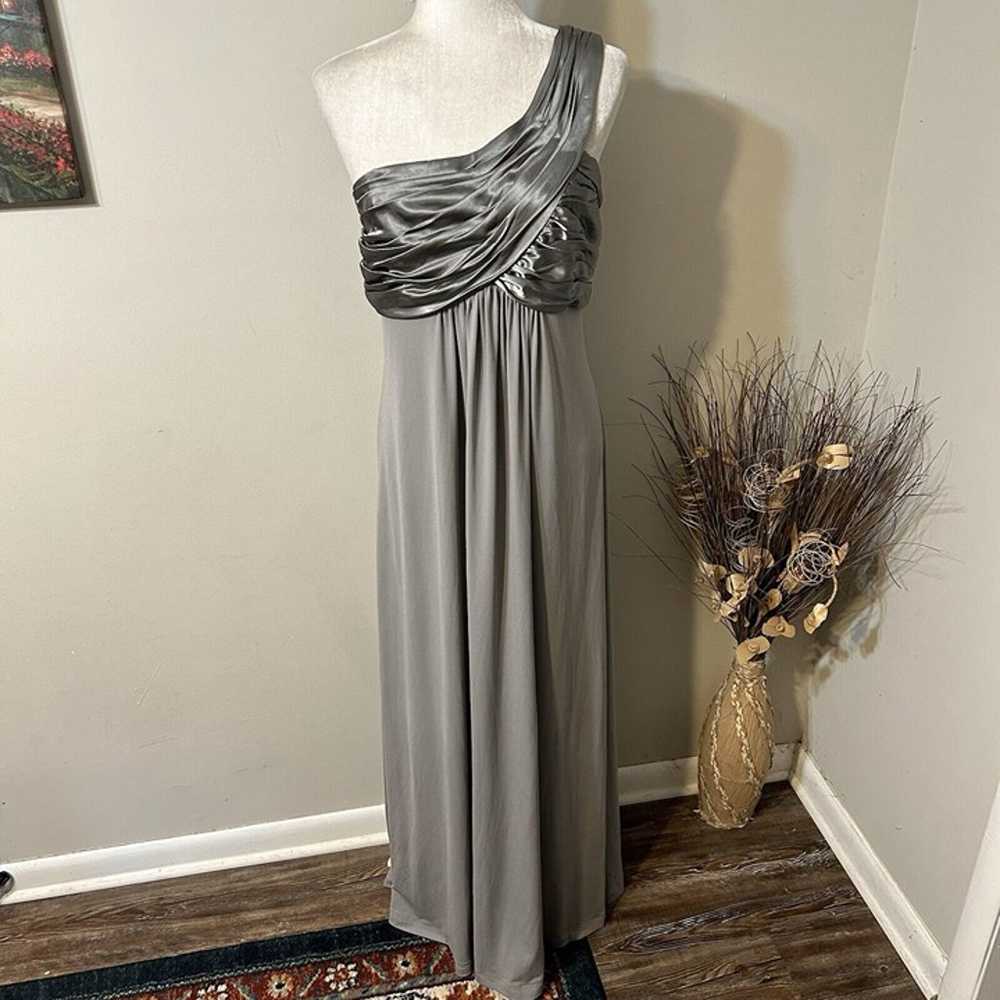 David's Bridal Gray One Shoulder Long Gown Prom D… - image 1