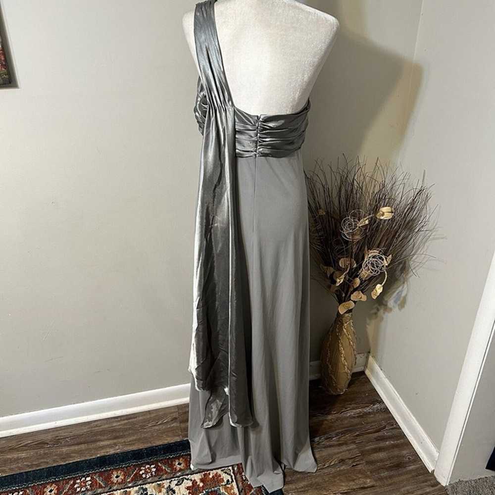 David's Bridal Gray One Shoulder Long Gown Prom D… - image 2