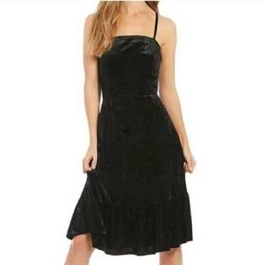 Mo:vint New York velvet Black spaghetti strap Dres