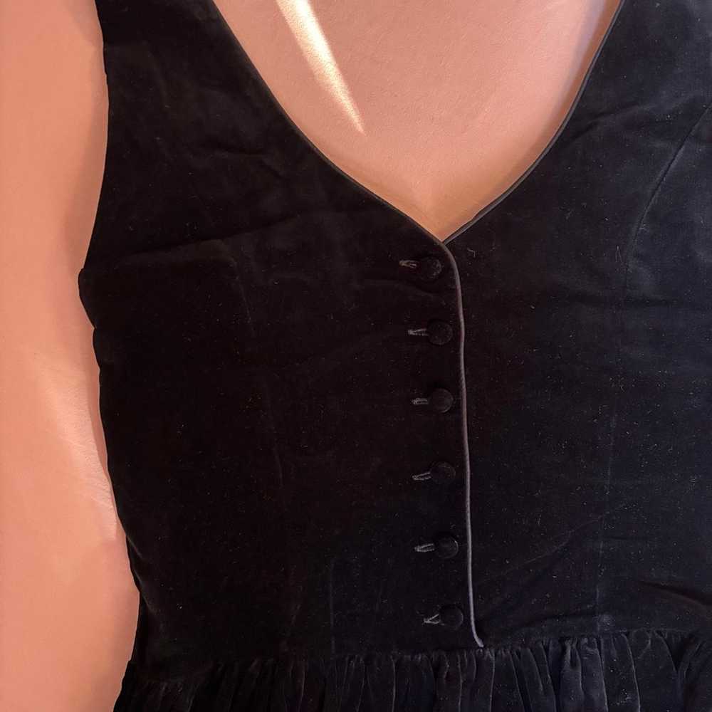 Vintage 80s Black Velvet Laura Ashley Party Dress - image 4