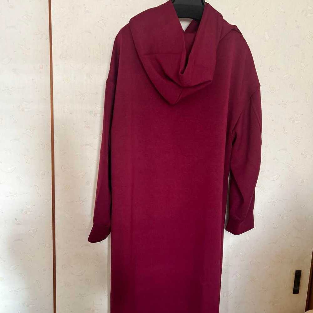 Burgundy Hooded Long Dress - image 4