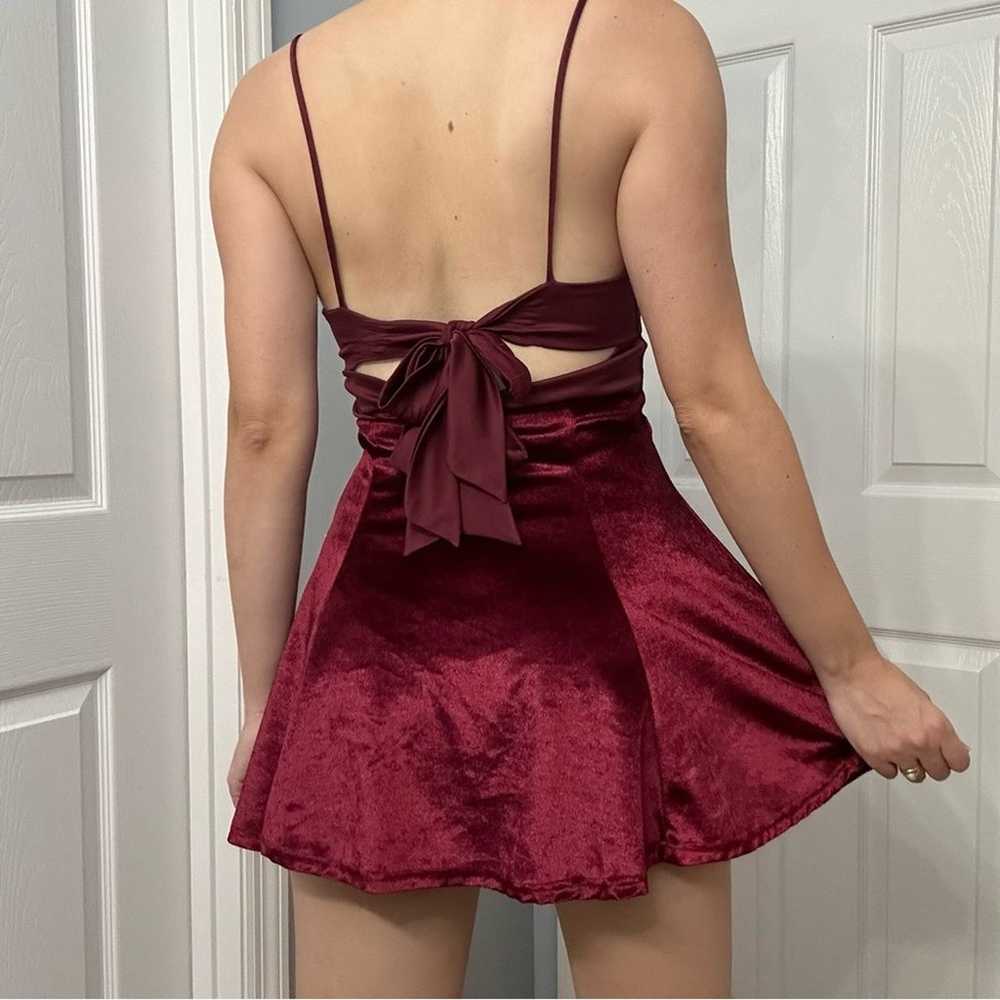 Lucy in the Sky Dress Mini Velvet Red Tie Bow Sex… - image 3