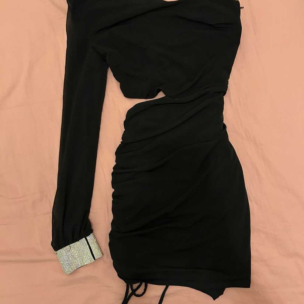 black asymmetrical mini dress - image 1