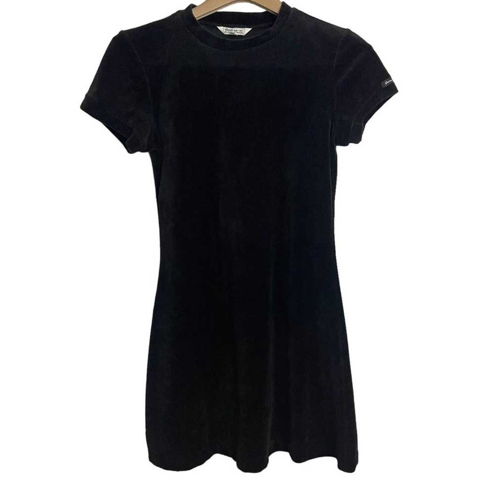 Vtg Guess Womens Black Velvet Shirt Babydoll Mini… - image 1