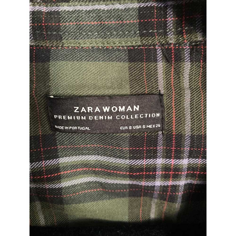 Zara premium denim collection green plaid shirt d… - image 12