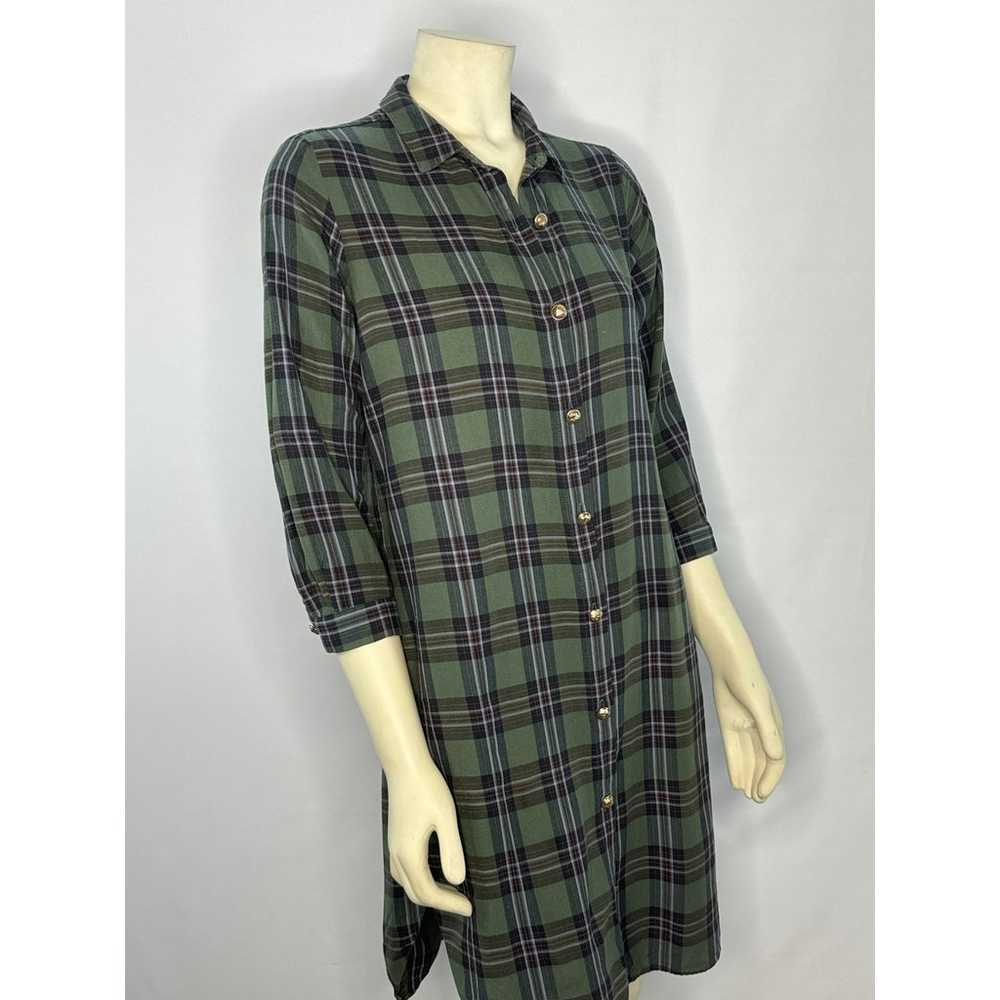 Zara premium denim collection green plaid shirt d… - image 4