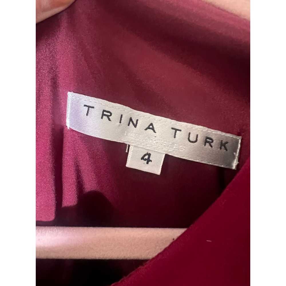 Trina Turk Maroon Short Sleeve Knee Length Dress … - image 3