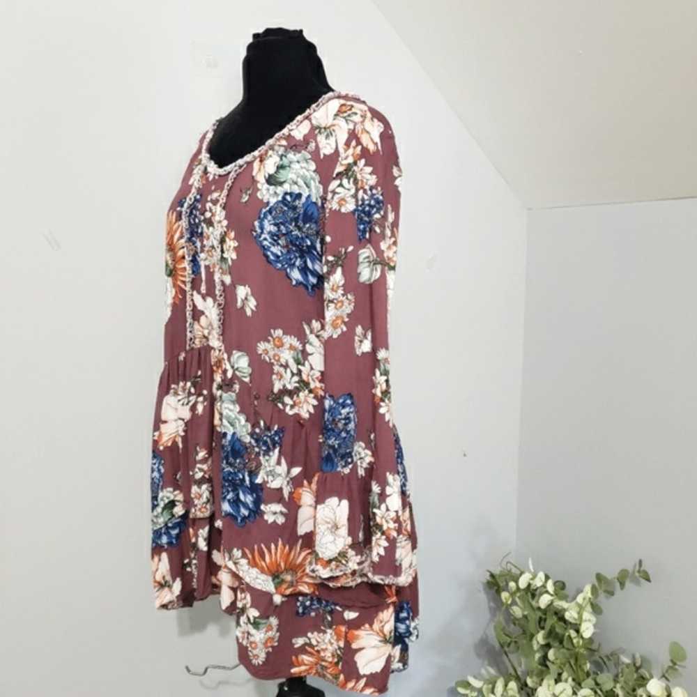 Jodifl Floral Bell Sleeve Layered Hem Tunic Top B… - image 4