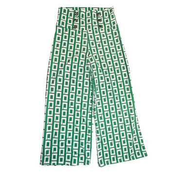 Vintage Vamp Pants Womens XL Green White Vtg Geom… - image 1