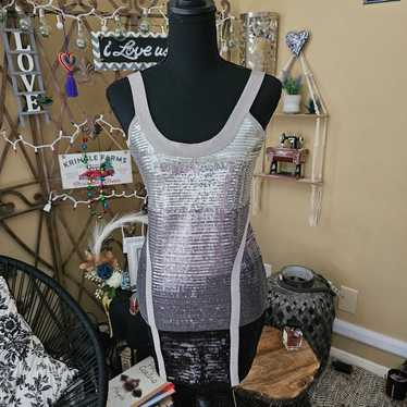 BEBE Sequin Grey / Black Bodycon dress - image 1