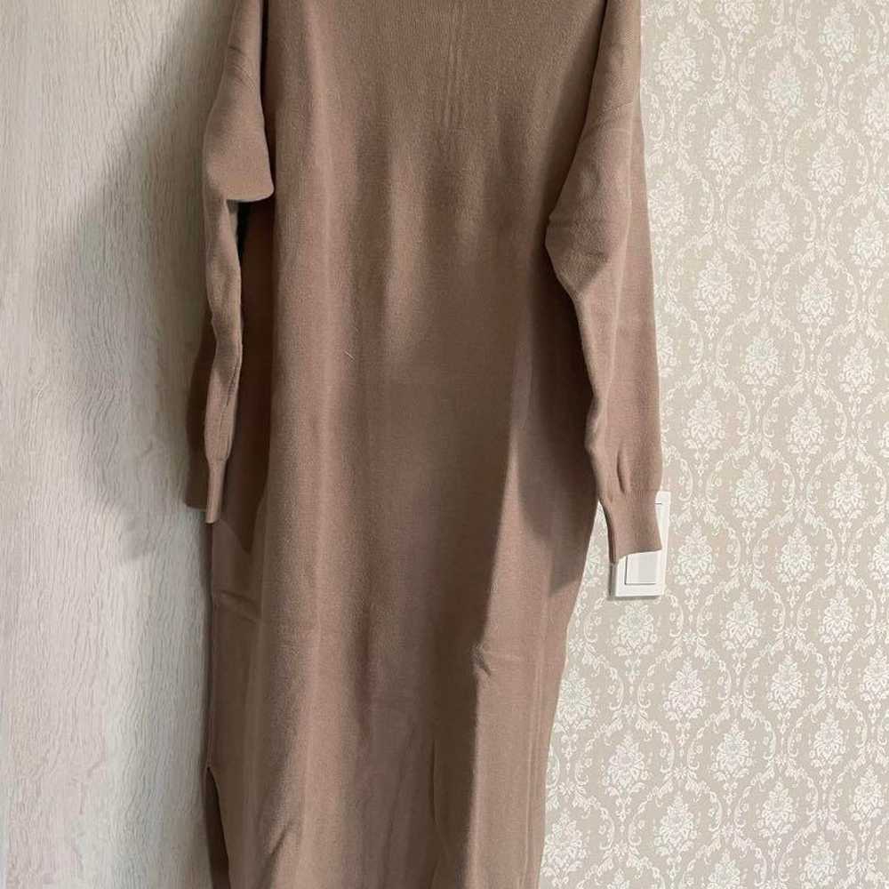 Beige Knit Long Dress with Long Sleeves - image 1