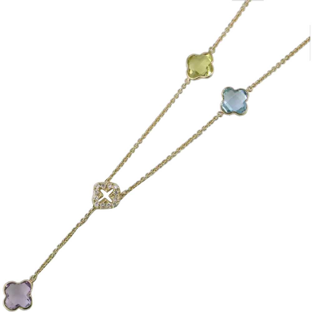 14K Yellow Gold Multi-Gemstone “Y” necklace - image 1