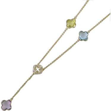 14K Yellow Gold Multi-Gemstone “Y” necklace - image 1