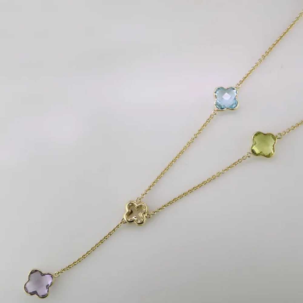 14K Yellow Gold Multi-Gemstone “Y” necklace - image 2