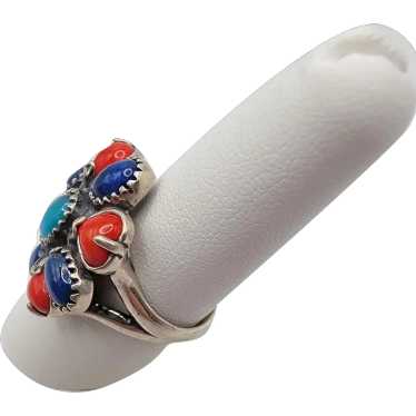 Carolyn Pollack Turquoise, Lapis and Coral Ring