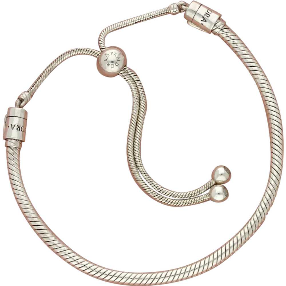 Pandora Sterling Silver Moments Snake Chain Slide… - image 1