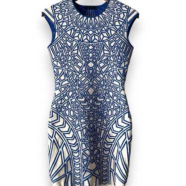 RVN Printed Mini Bodycon Dress Geometric size M Wh