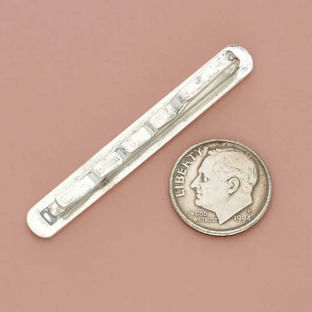 Coin Silver Mens Vintage Two-Tone Smooth Bar Tie … - image 4