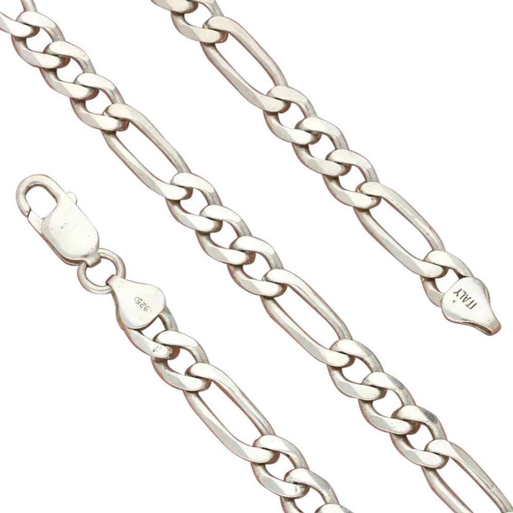 Sterling Silver Italy 7Mm Figaro Chain Necklace S… - image 1