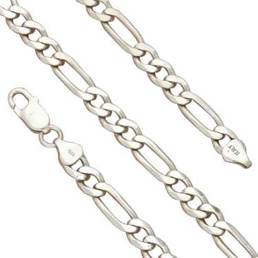 Sterling Silver Italy 7Mm Figaro Chain Necklace S… - image 1