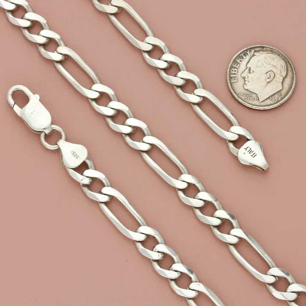 Sterling Silver Italy 7Mm Figaro Chain Necklace S… - image 3