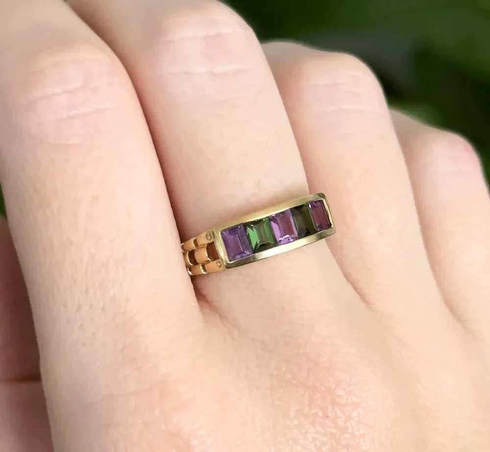 Vintage Stacking Ring Amethyst & Chrome Diopside … - image 10