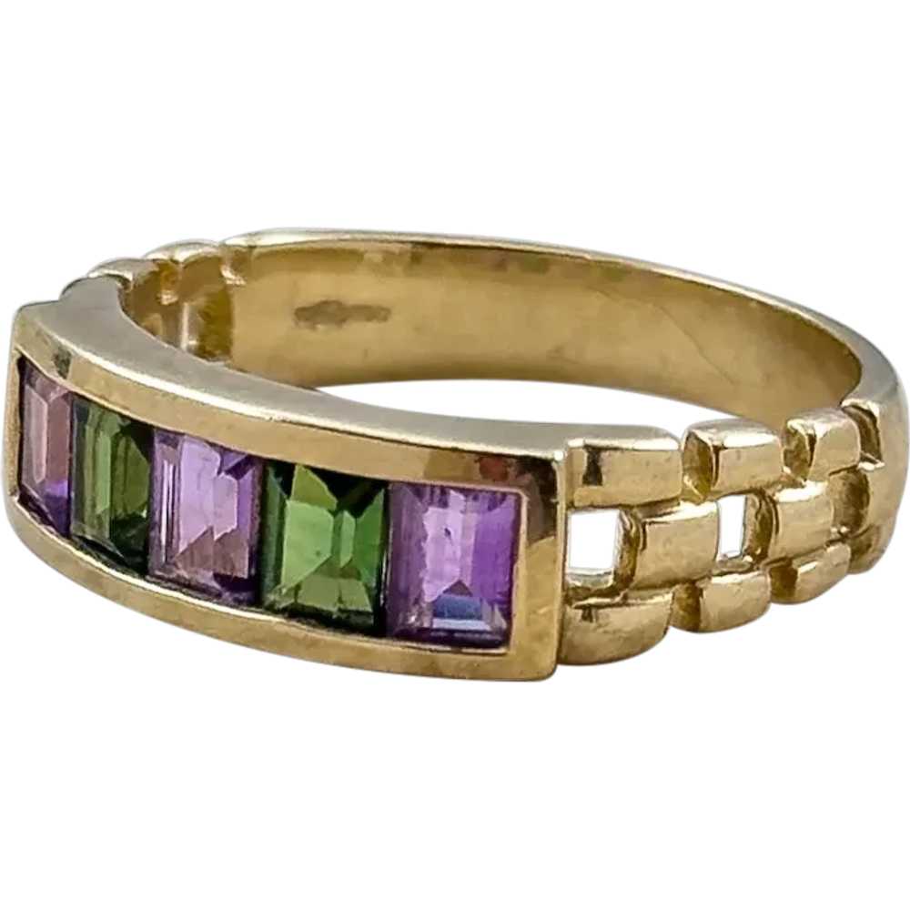 Vintage Stacking Ring Amethyst & Chrome Diopside … - image 1