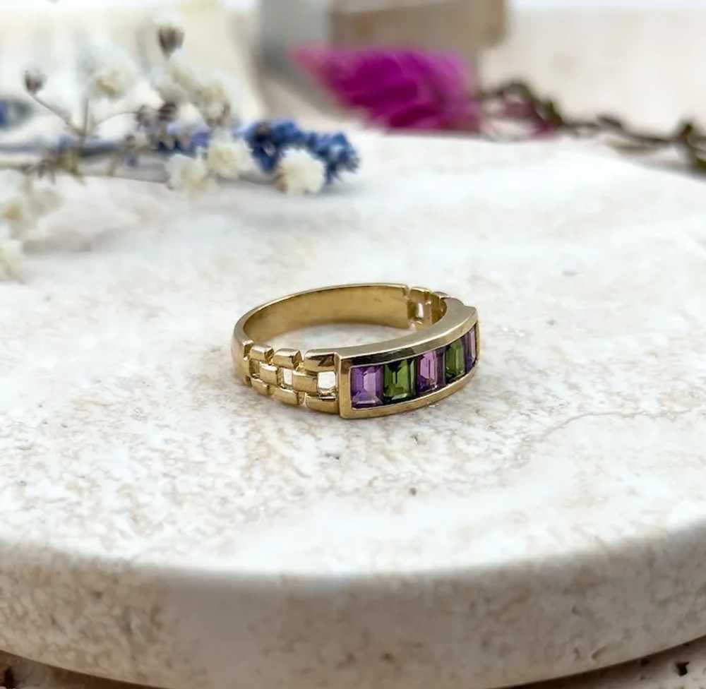 Vintage Stacking Ring Amethyst & Chrome Diopside … - image 2