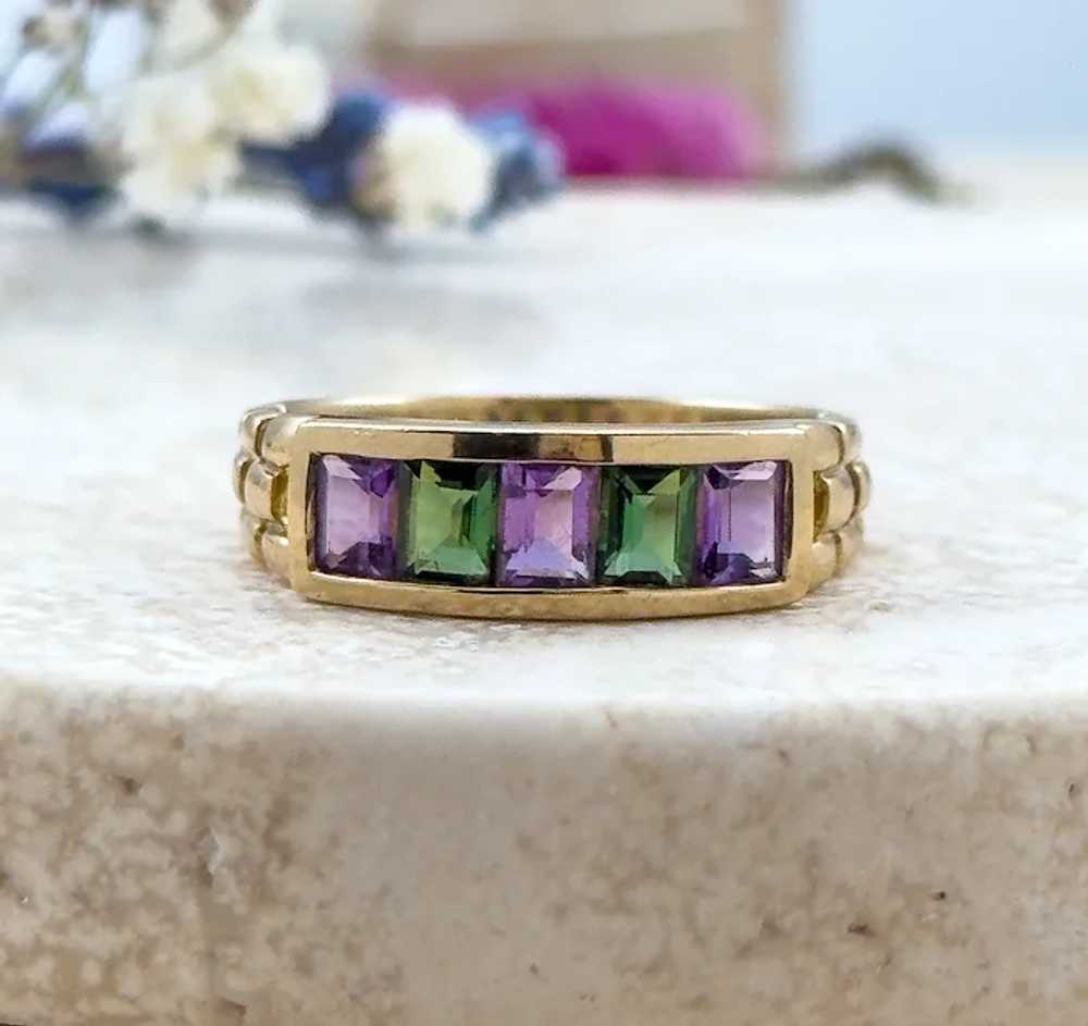 Vintage Stacking Ring Amethyst & Chrome Diopside … - image 3