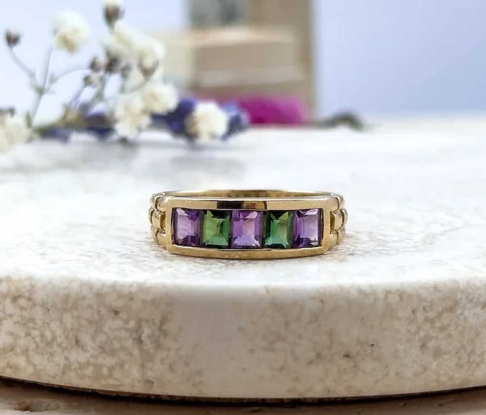 Vintage Stacking Ring Amethyst & Chrome Diopside … - image 7