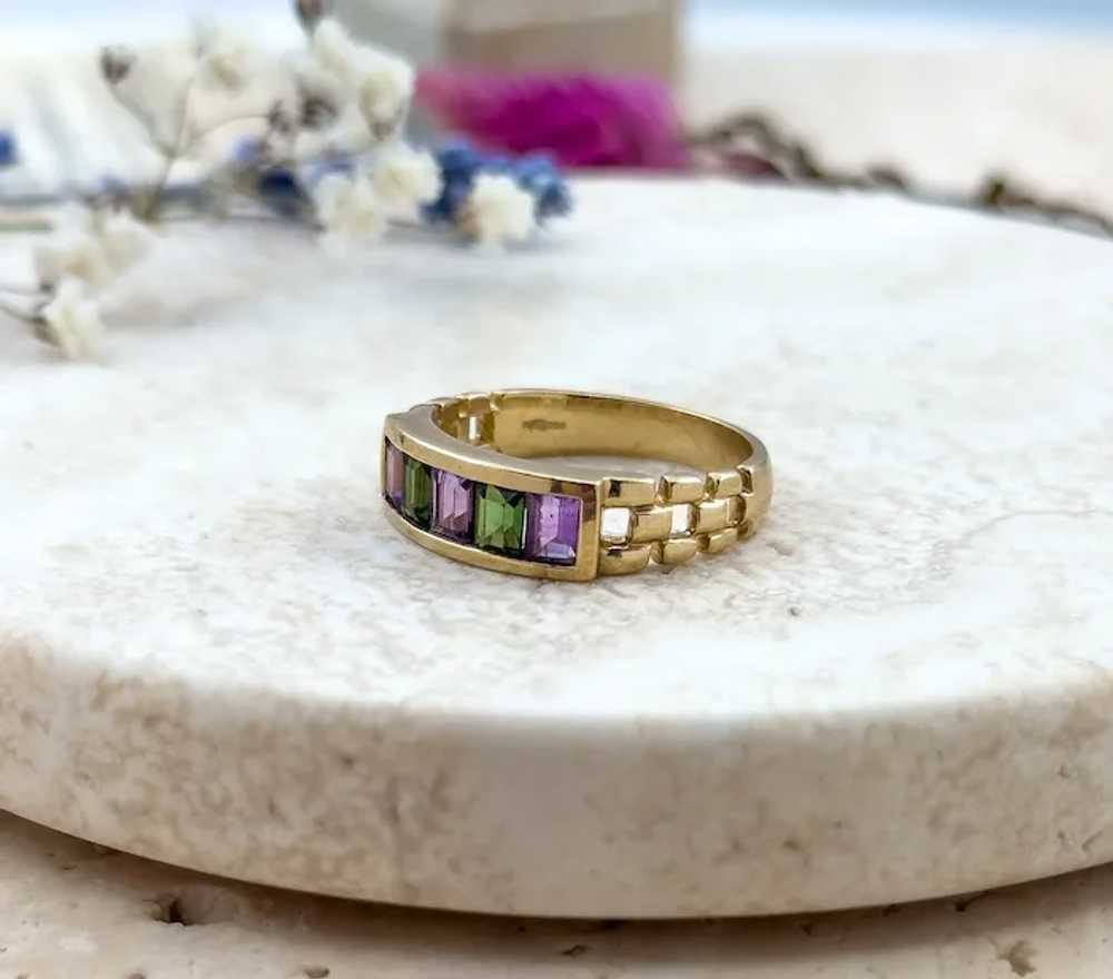 Vintage Stacking Ring Amethyst & Chrome Diopside … - image 8