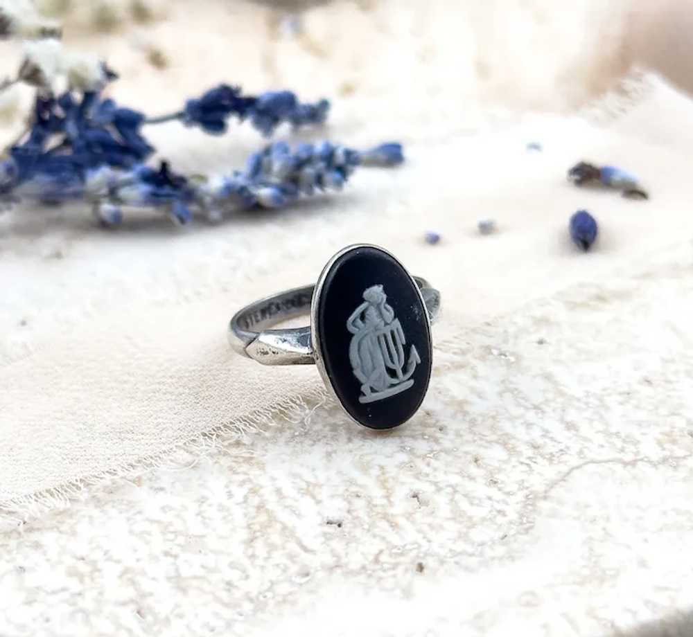 Vintage Jasperware Wedgwood Ring Black in Sterlin… - image 4