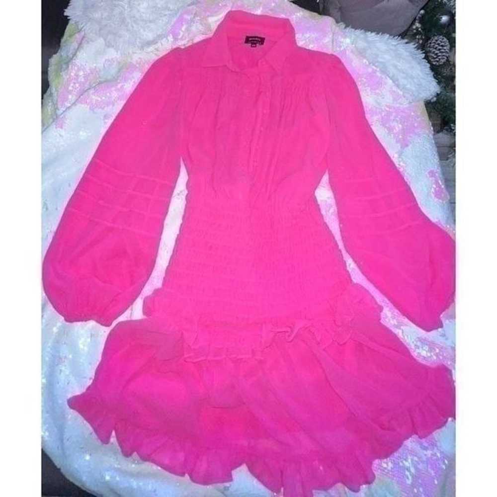 Ira Shirred_ Bardot Pink Dress Size 6 - image 3