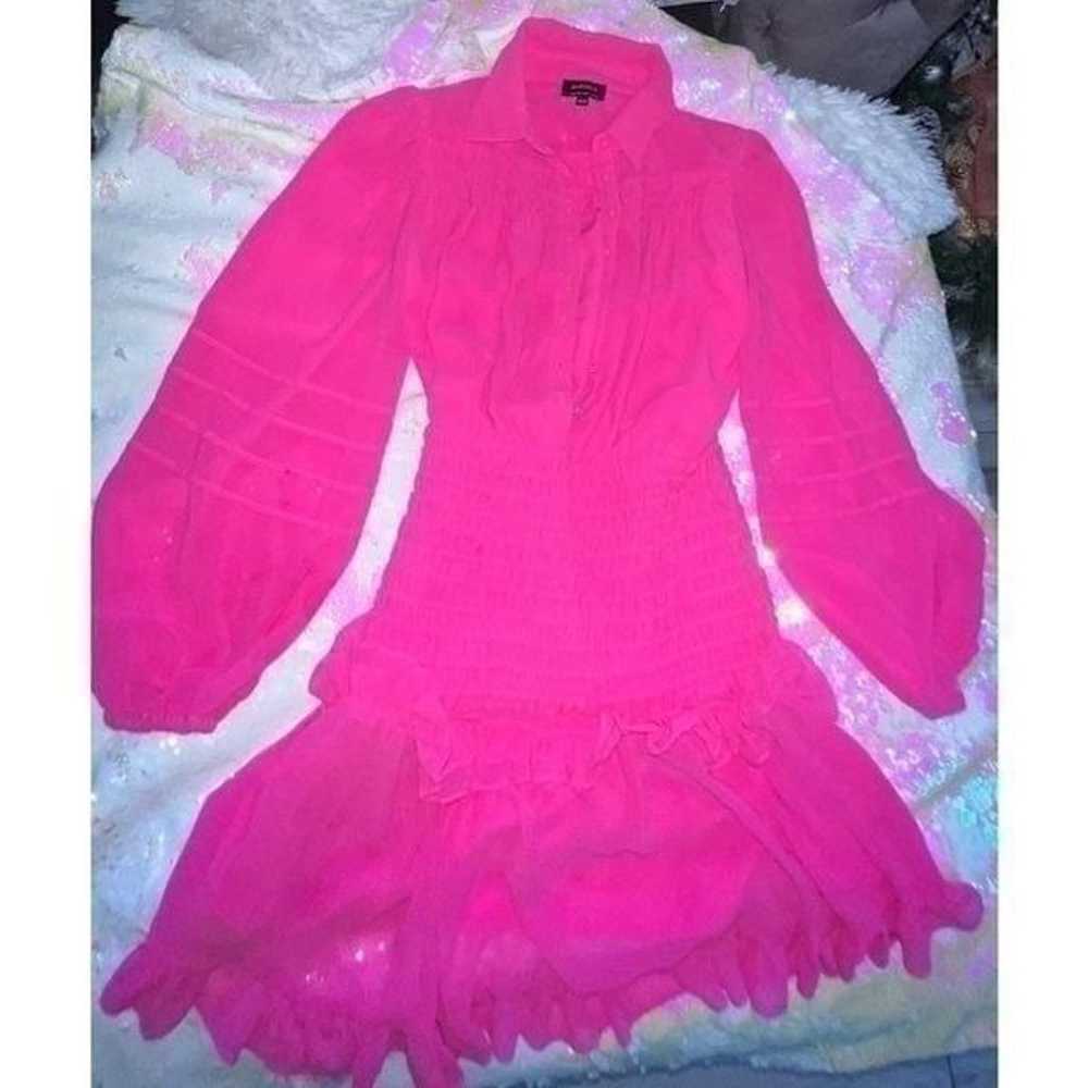 Ira Shirred_ Bardot Pink Dress Size 6 - image 7