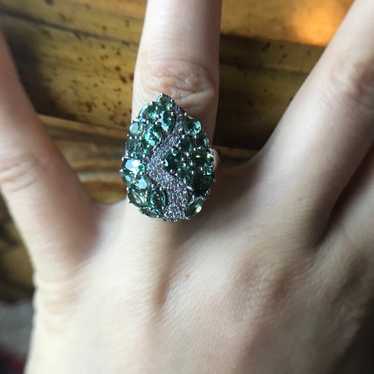 Green Apatite Sterling Silver Cocktail Ring - image 1